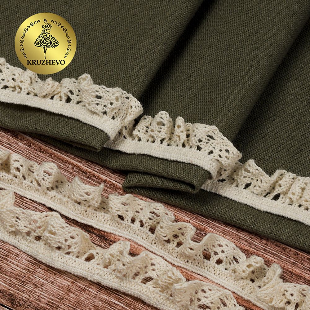 Кружево вязаное (тесьма) 17 мм / 10 метров, на резинке, диз. 303, цв.01 натуральный уп. 10 м, Kruzhevo