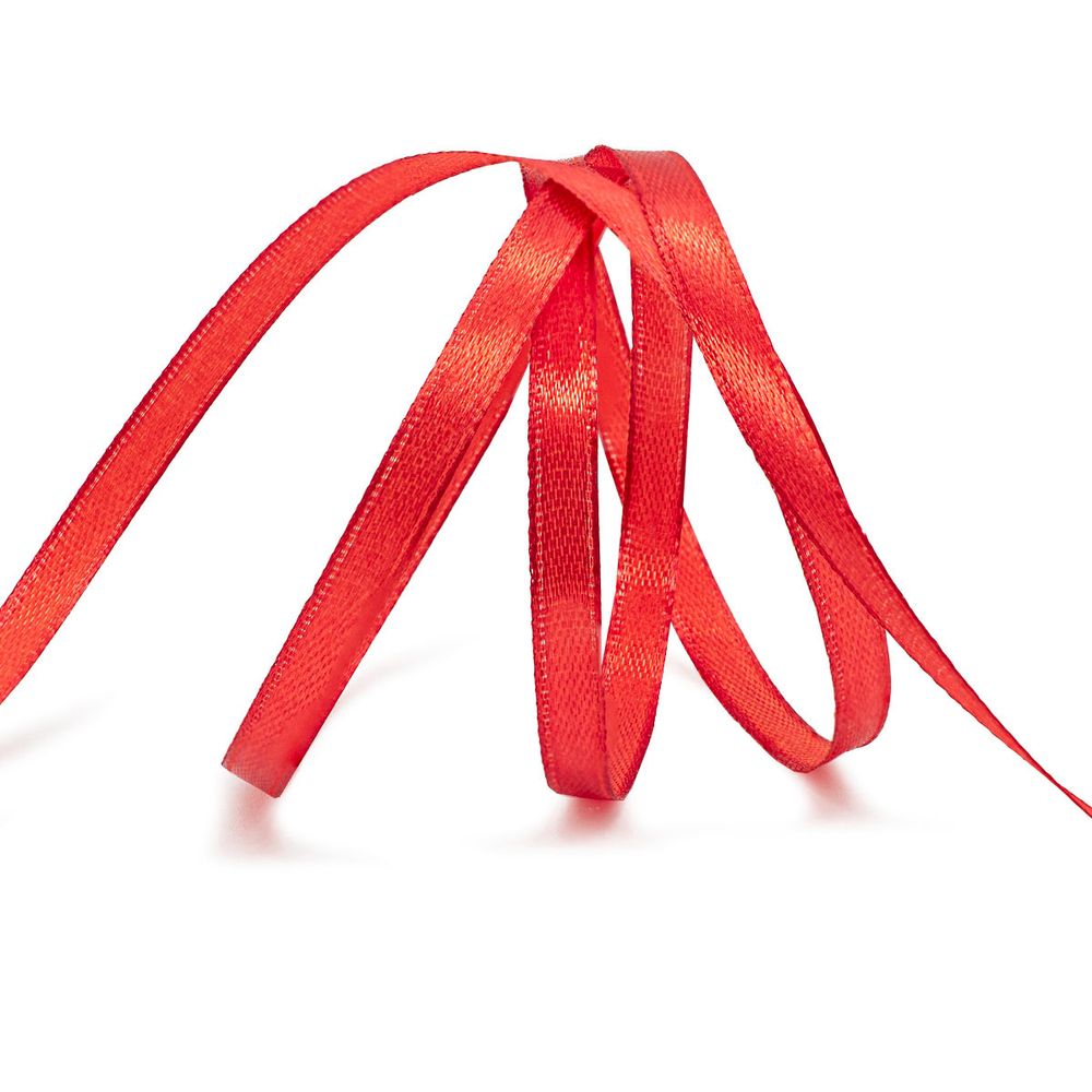 Лента атласная 1-сторонняя 6.0 мм / 22.86±1 метров, 025 алый, Globus