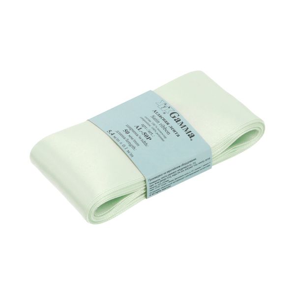 Лента атласная 1-сторонняя 50.0 мм / 5 шт по 5.4 метра, №050 мятный, Gamma AL-50P