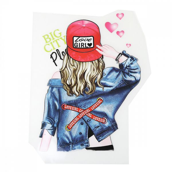 Термотрансфер арт.1244 Девушка в кепке 22х16см, уп.10 шт