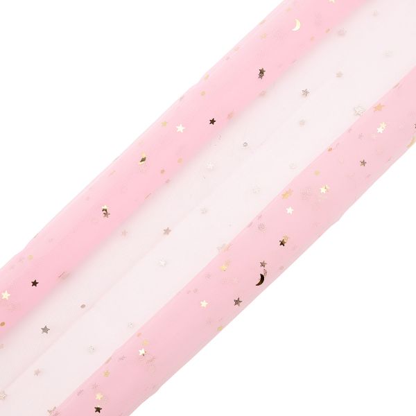 Фатин со звездочками 50х50см, AR1371, розово-сиреневый