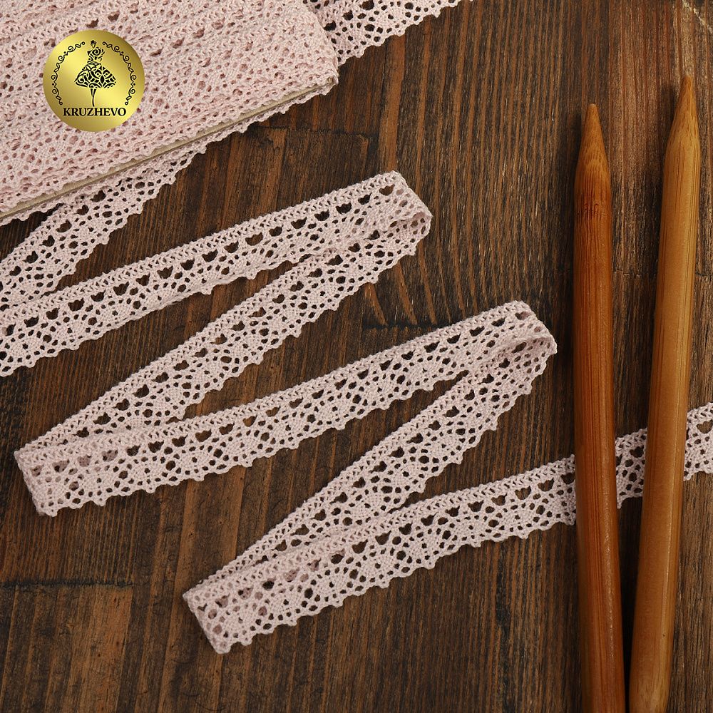 Кружево вязаное (тесьма) хлопковое 18мм арт.TR.1006 цв.розовая пудра, уп.10м, Kruzhevo