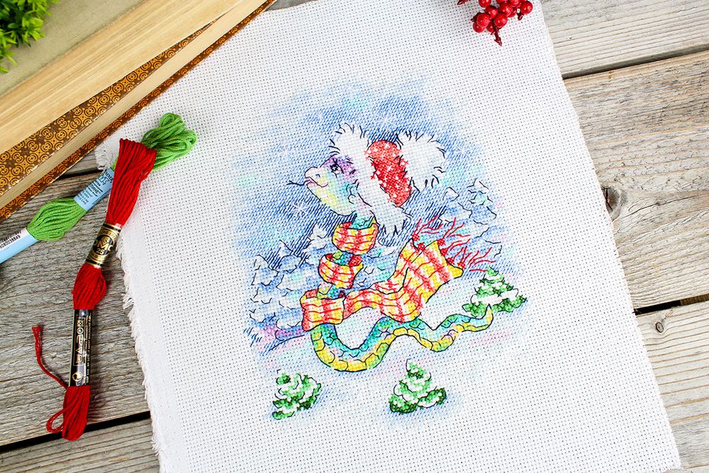 Набор для вышивания нитками МП Студия М-793, Снежная прогулка, 20х15 см