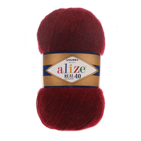 Пряжа Alize (Ализе) Angora Real 40 / уп.5 мот. по 100 г, 430м, 057 бордовый A