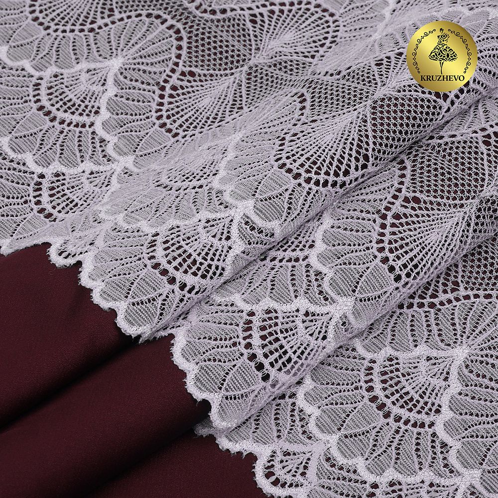 Кружево эластичное (стрейч) 8034 195мм цв.F165 нежная сирень, 10 метров, Kruzhevo