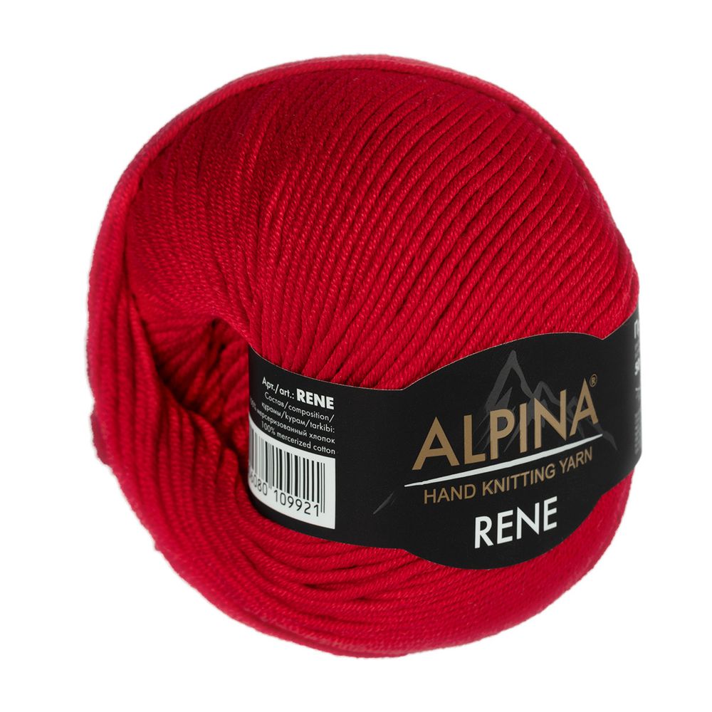 Пряжа Alpina Rene / уп.10 мот. по 50г, 105м, 008 яр.красный