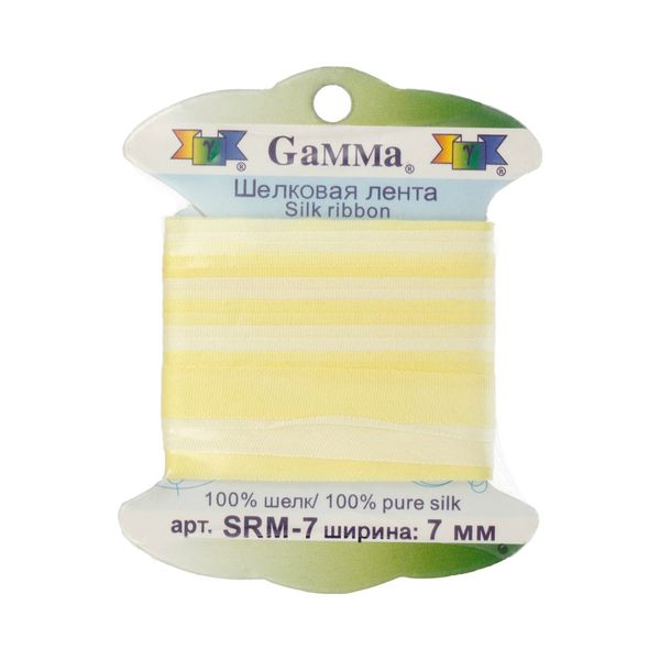 Лента (тесьма) шелковая 7.0 мм / 9.1±0.5 метров, M013 бл.желтый/св.желтый, Gamma SRM-7