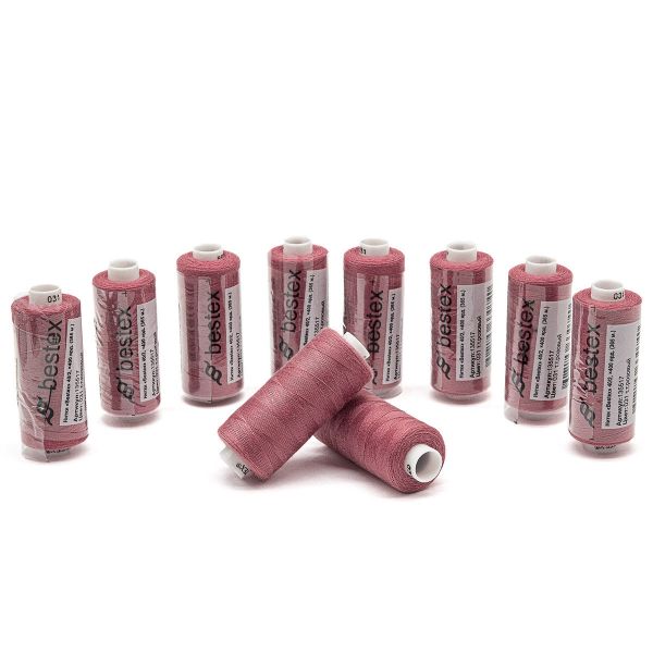 Нитки швейные бытовые Bestex 40/2, 365 м (400 ярд) / 10 кат., 031 темно-розовый