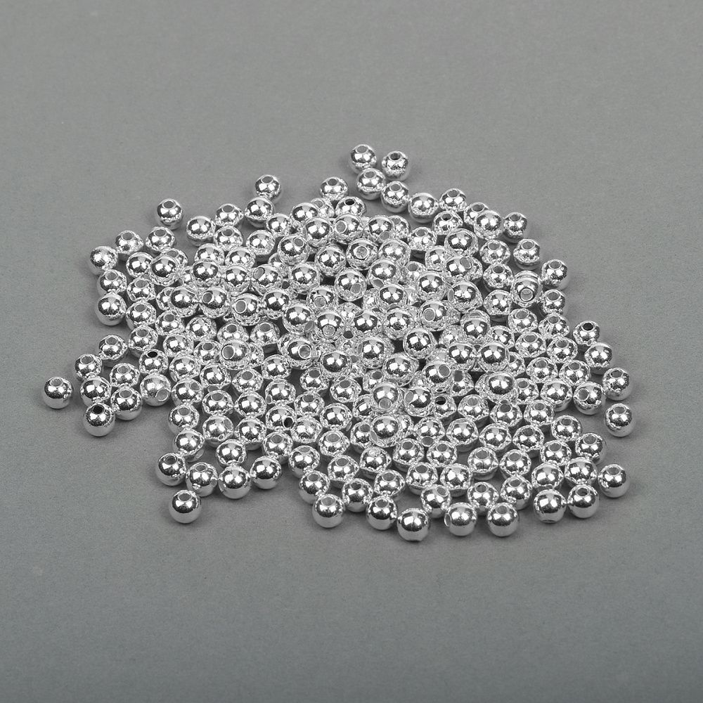 Бусины пластик ⌀6 мм, 500 г, цв.серебро, Magic4Hobby