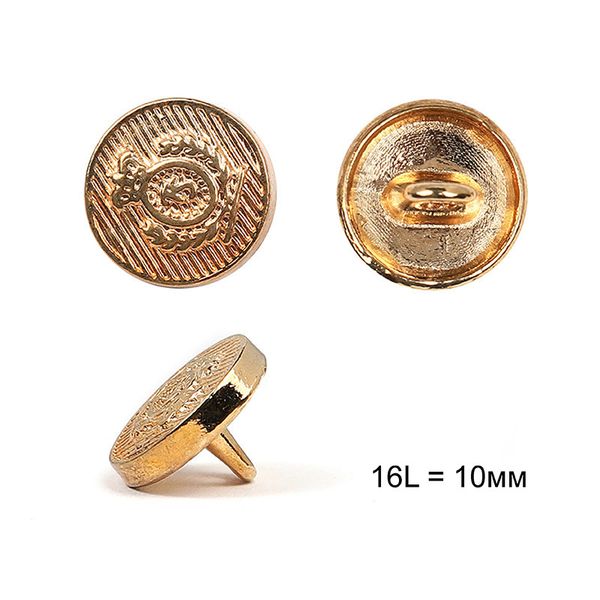 Пуговицы на ножке металл С-ME301 цв.золото 16L-10мм, 36 шт