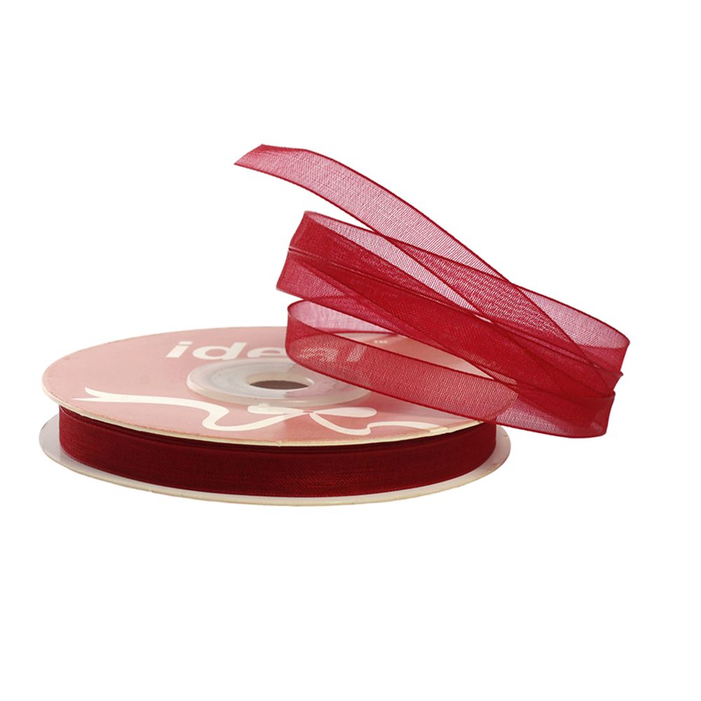 Лента капроновая (органза) _6.0 мм, 1021 бордовый, уп. 27,4 м