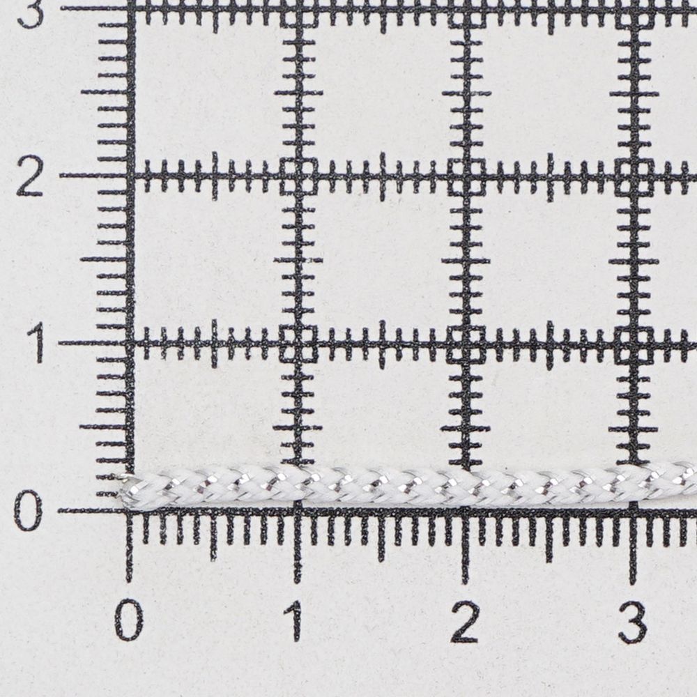 Шнур отделочный ⌀2.0 мм / 30 метров, с метанитом, белый/серебро