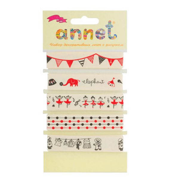 Набор декоративных лент 16 мм, 5x5 цв, 009 Представление, Annet LRS