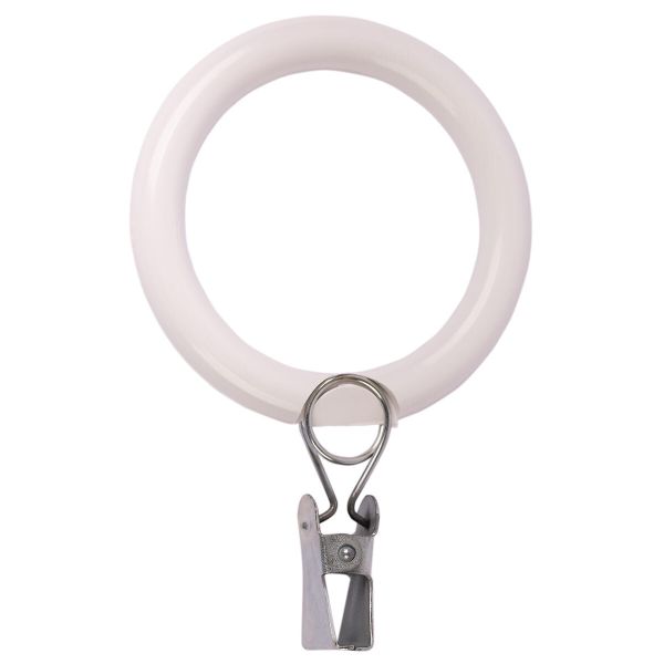 Кольца шторные круглые ⌀38 мм, пластик с металлическим зажимом, 50 шт, белый, Gamma С-24