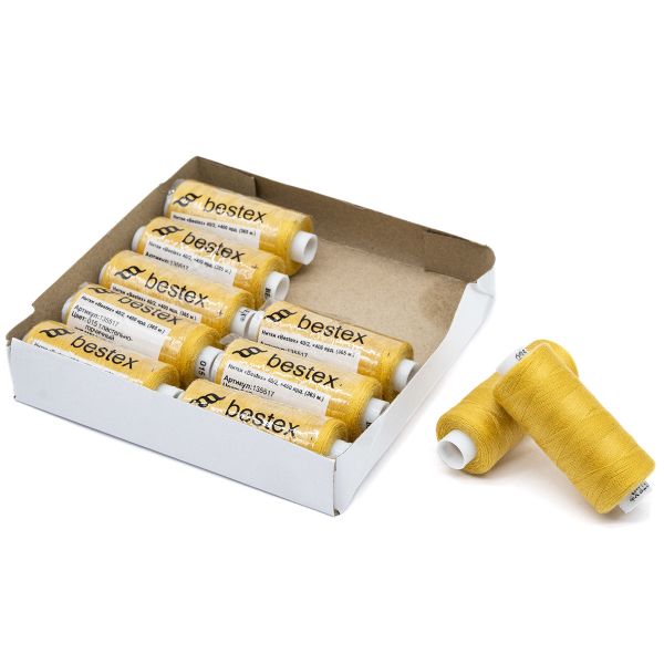 Нитки швейные бытовые Bestex 40/2, 365 м (400 ярд) / 10 кат., 015 золотисто-желтый