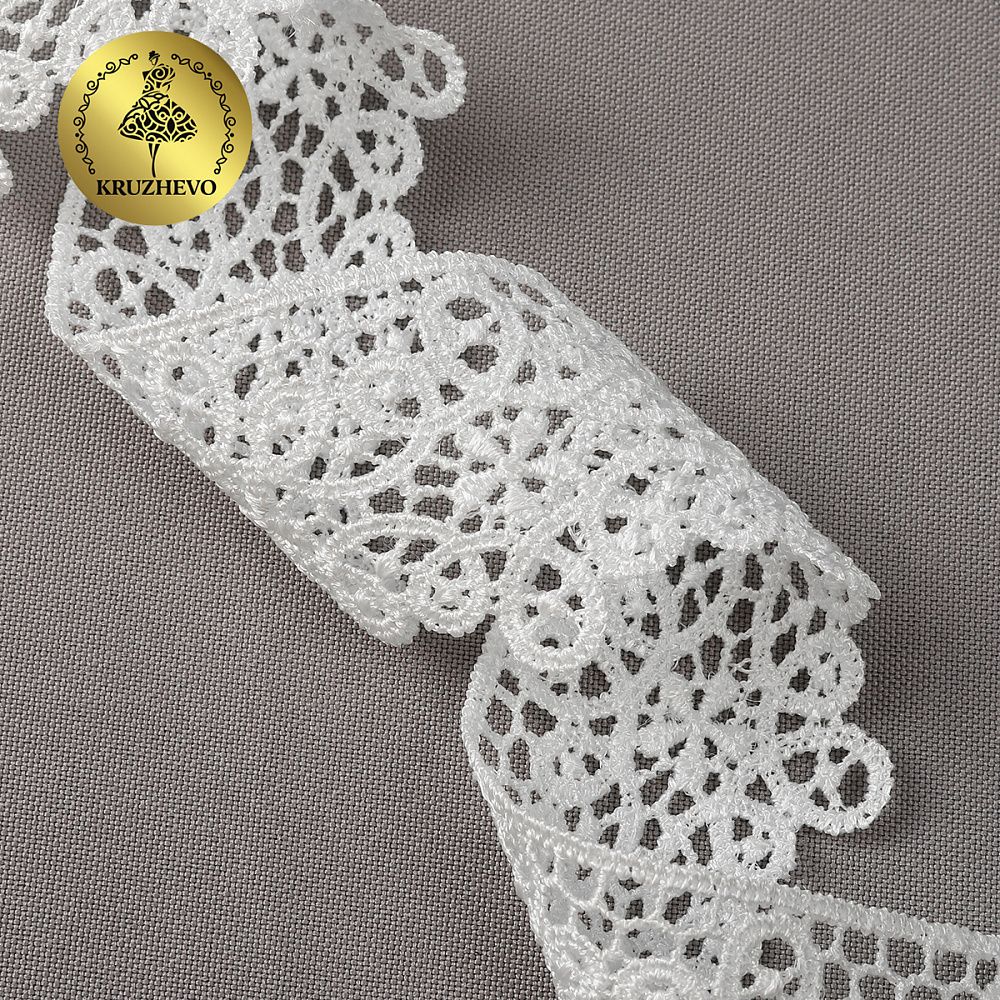 Кружево гипюр (плетёное) 45 мм / 13.71 метров, TBY.1188, цв.01 белый