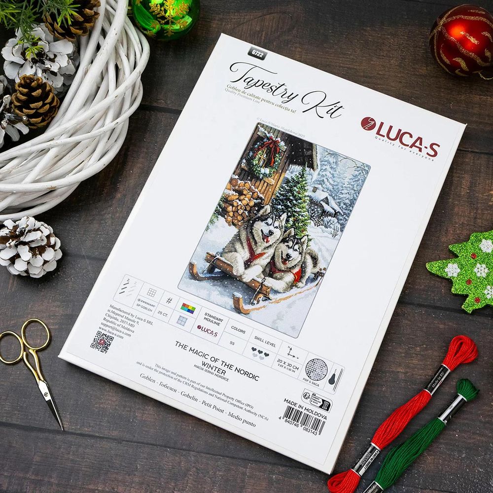 Набор для вышивания нитками Luca-S G722, гобелен Волшебство Северной зимы 20х30см