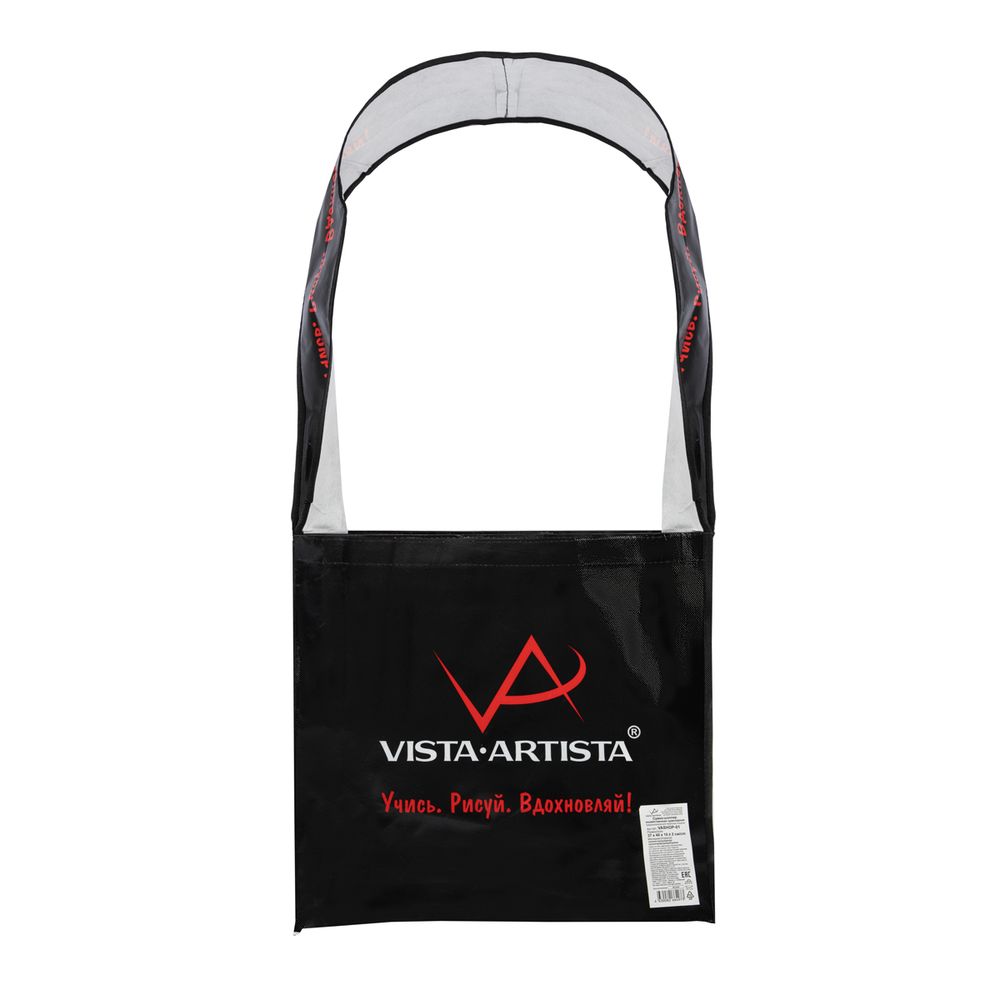 Сумка-шоппер сувенирная 37х40х10 см, 100% полиэстер, Кошка с жемчужной сережкой, Vista-Artista VASHOP-01