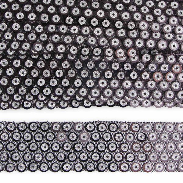 Тесьма с пайетками 3,5см / 13,72м (черное серебро), 3AR072