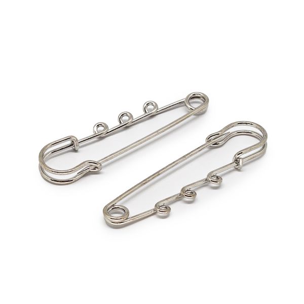 Булавка декоративная 3 петли, 1.5х6.4 см, 2 шт, цв. серебро, 20591