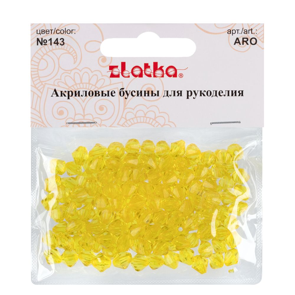 Бусины акрил 7х8 мм, 25 г (155±5 шт), 143 желтый, Zlatka ARO