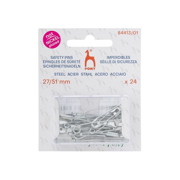 Булавки английские l=27-51 мм, сталь (без никеля), 24 шт, Pony, 84413/01
