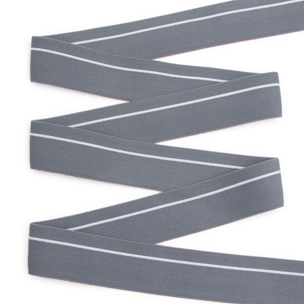 Резинка для мужских трусов и боксеров 30.0 мм / 25 метров, мягкая тканая 21 г/м, эластичность 150%, св.серый/белый полоса