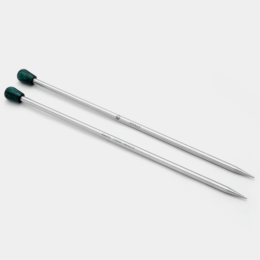 Спицы прямые Knit Pro Mindful 3,5 мм / 35 см, нержавеющая сталь, серебристый, 2 шт, 36237
