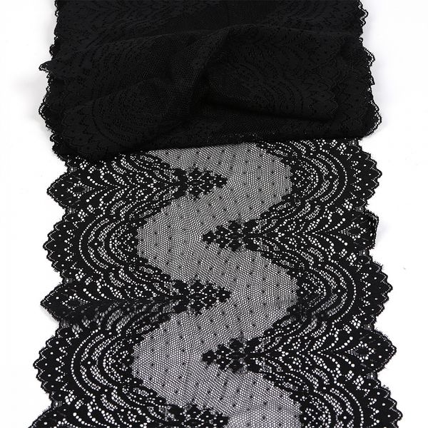 Кружево бельевое эластичное 230 мм / 3 м, 8036 цв.черный, Kruzhevo
