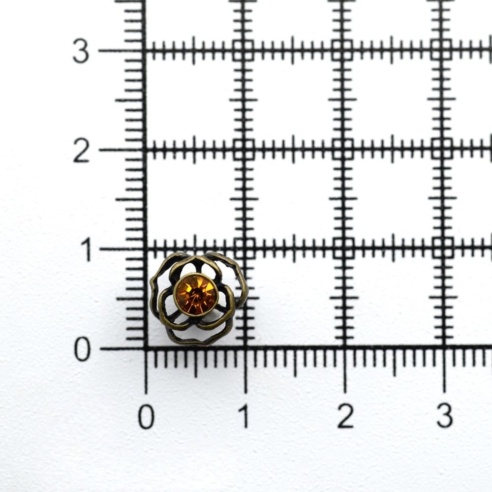 Пуговицы на ножке 16L (10мм) со стразом, металл (OB бронза), 36 шт, ME 625