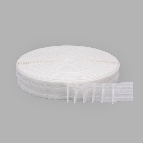 Лента (тесьма) шторная: сборка параллельная (1:2) 40 мм / 100 метров, равномерная