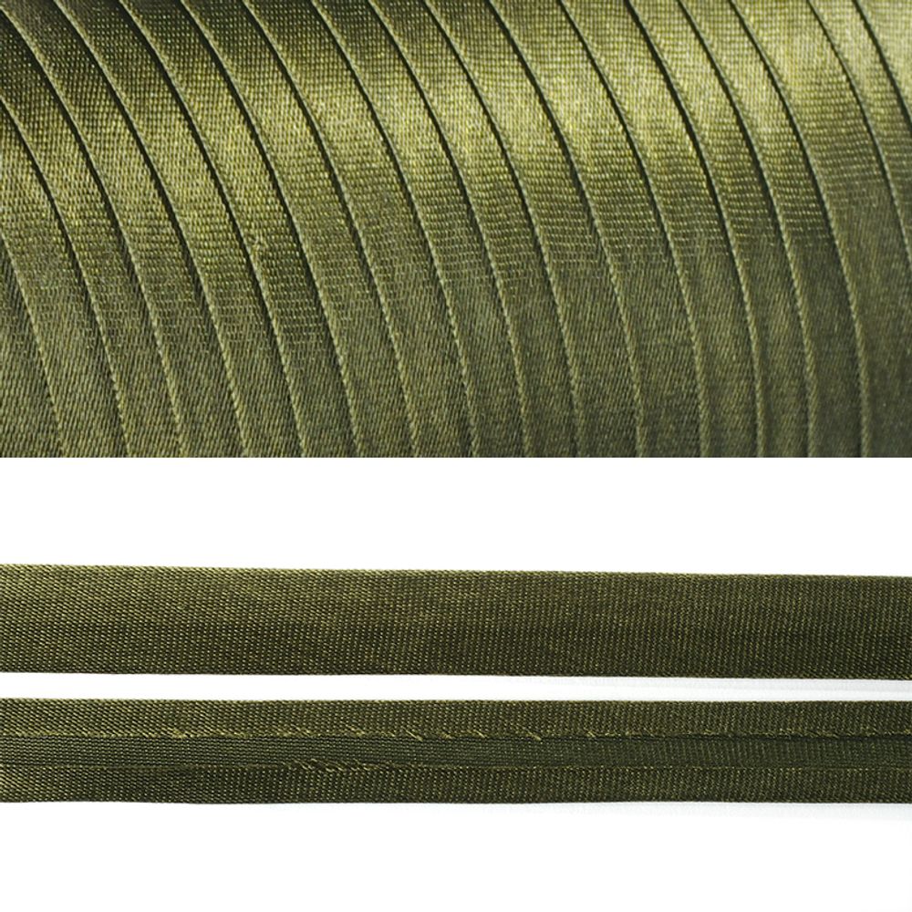 Косая бейка атласная 15 мм / 132±1 метра, BS, 597636, цв.F263 хаки