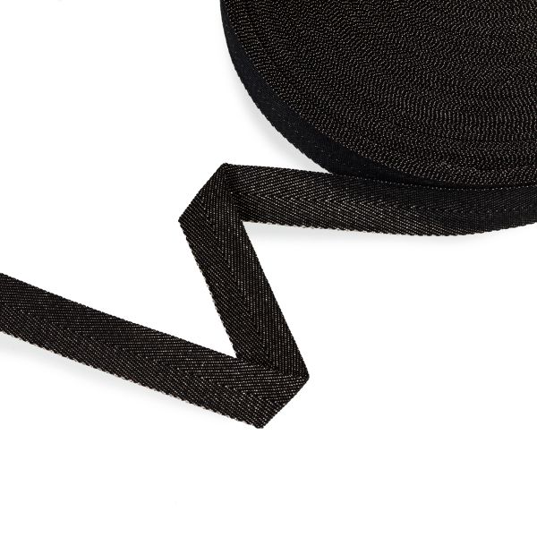 Тесьма (лента) киперная п/э с люрексом 20 мм / 50 метров, черный-золотистый/black-golden, Gamma TPTL-20