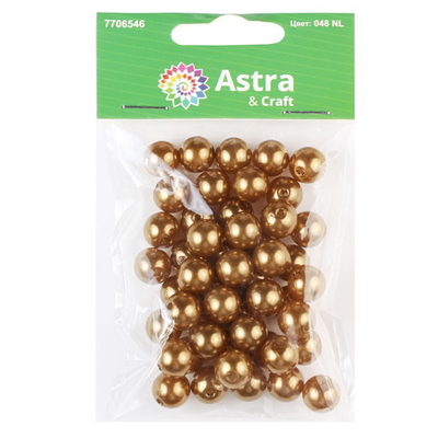 Бусины пластик (жемчуг) ⌀10 мм, 25 г, Astra&Craft, 048 NL золото