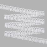 Кружево вязаное (тесьма) хлопковое 22 мм / 25 метров, одностор. (01 белый)