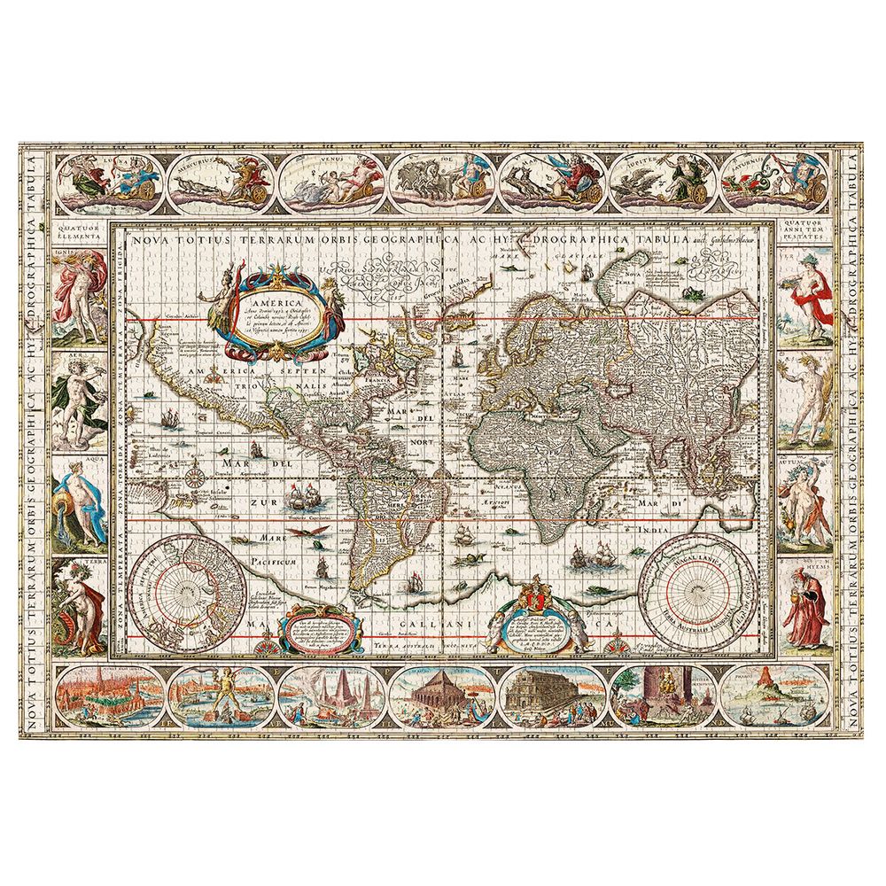 Пазл. Премиальная коллекция 2000 элементов, TOP-PZL-2000/01 Географическая карта мира (1635-1649), Фрея