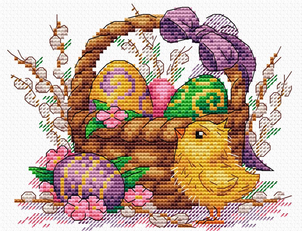 Набор для вышивания нитками МП Студия (Жар-птица), Праздничное лукошко 20х17 см