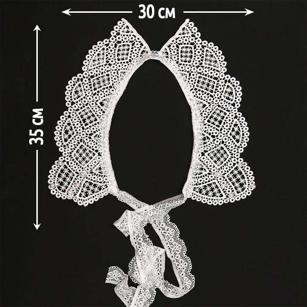 Накладной кружевной воротник 30х35 см, матовая нить Kruzhevo TBY.13/193, цв.белый уп.1шт