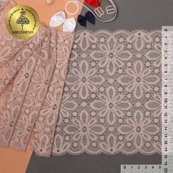 Кружево бельевое эластичное 180 мм / 10 м, 244, цв.168 серебристый пион, Kruzhevo