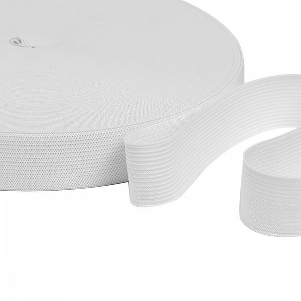 Резинка вязаная 25.0 мм / 40 метров, стандартная 3.9-4.3 г/п.м., белый