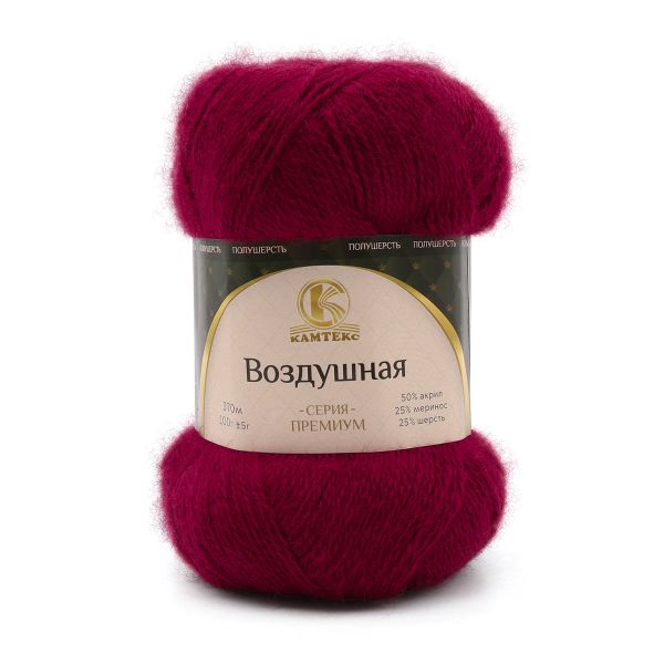 Пряжа Камтекс Воздушная / уп.5 мот. по 100 г, 370 м, 091 вишня