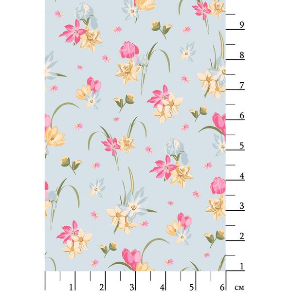 Ткань для пэчворка Peppy Весенний этюд, отрез 50х55 см, 146 г/м², ВЭ-14 голубой, Peppy