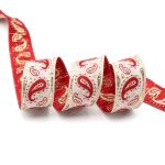 Лента (тесьма) жаккардовая 22.0 мм / 10±0.5 метров, Пейсли, 22807 белый/красный/золото