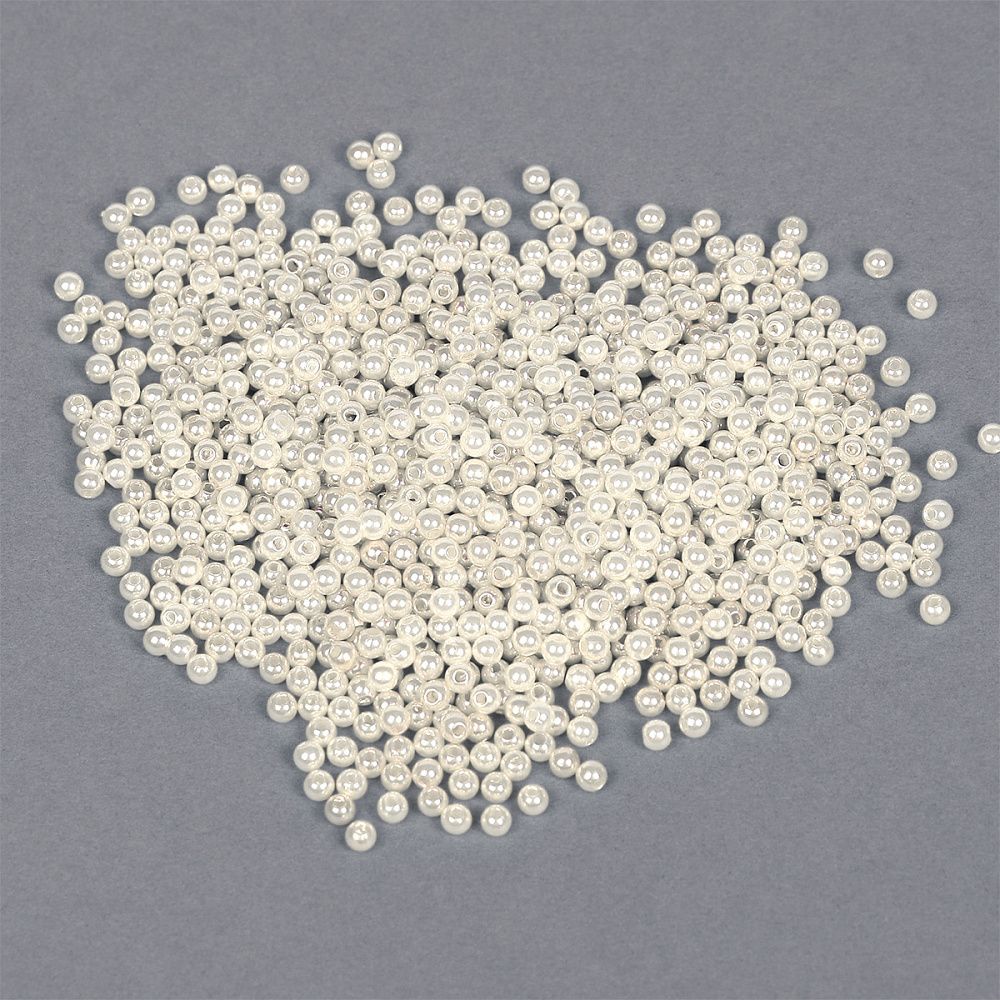 Бусины пластик (перламутр) ⌀4 мм, цв.001 молочный, уп.500г (15000 шт), Magic4Hobby