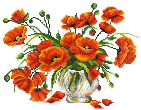 Алмазная (кристальная) мозаика Фрея, Маки, 26,5х34 см