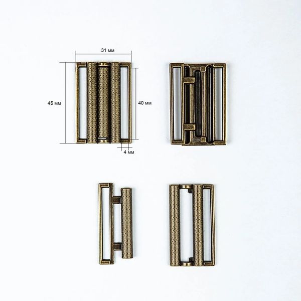 Пряжка-застежка 40 мм, 6 шт, латунь, BIG