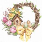 Набор для вышивания нитками Сделай своими руками, Весенний венок, 13.5х13 см