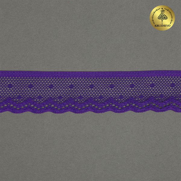 Кружево эластичное (стрейч) 25 мм, 8028, цв.A0507 фиолетовый неон уп.50м, Kruzhevo