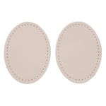 Заплатки пришивные из кожи, овал 6х8,2см с перфорацией, 2 шт, 100% кожа, 06 бежевый, 9114