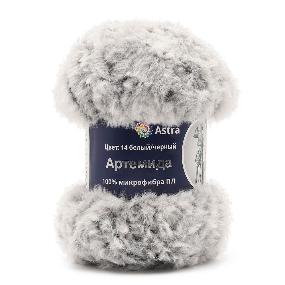 Пряжа Astra Premium (Астра Премиум) Артемида / уп.3 мот. по 100 г, 60 м, 14 бело-черный